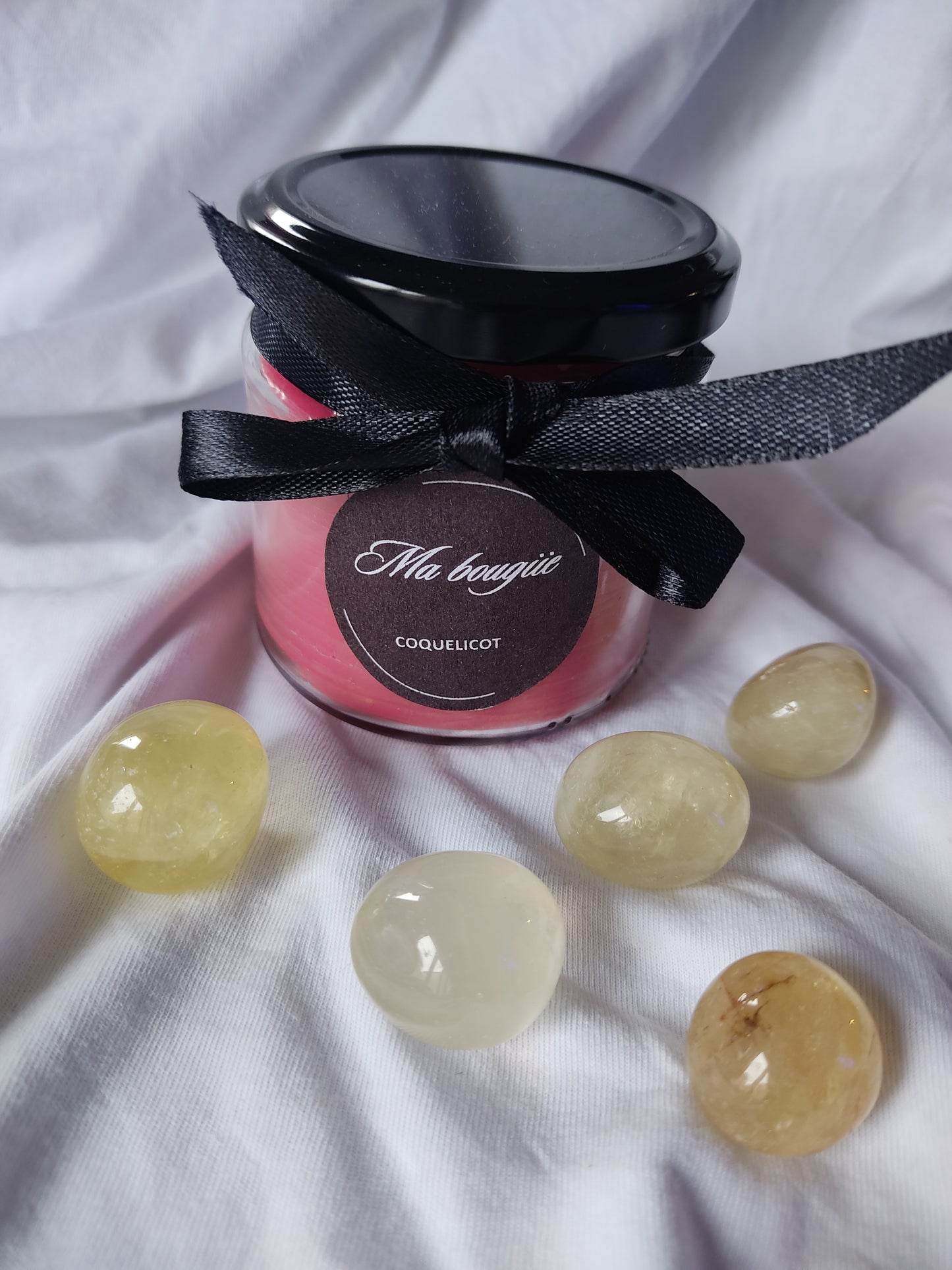 Bougie parfumé et pierre naturelle