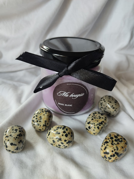 Bougie parfumé et pierre naturelle